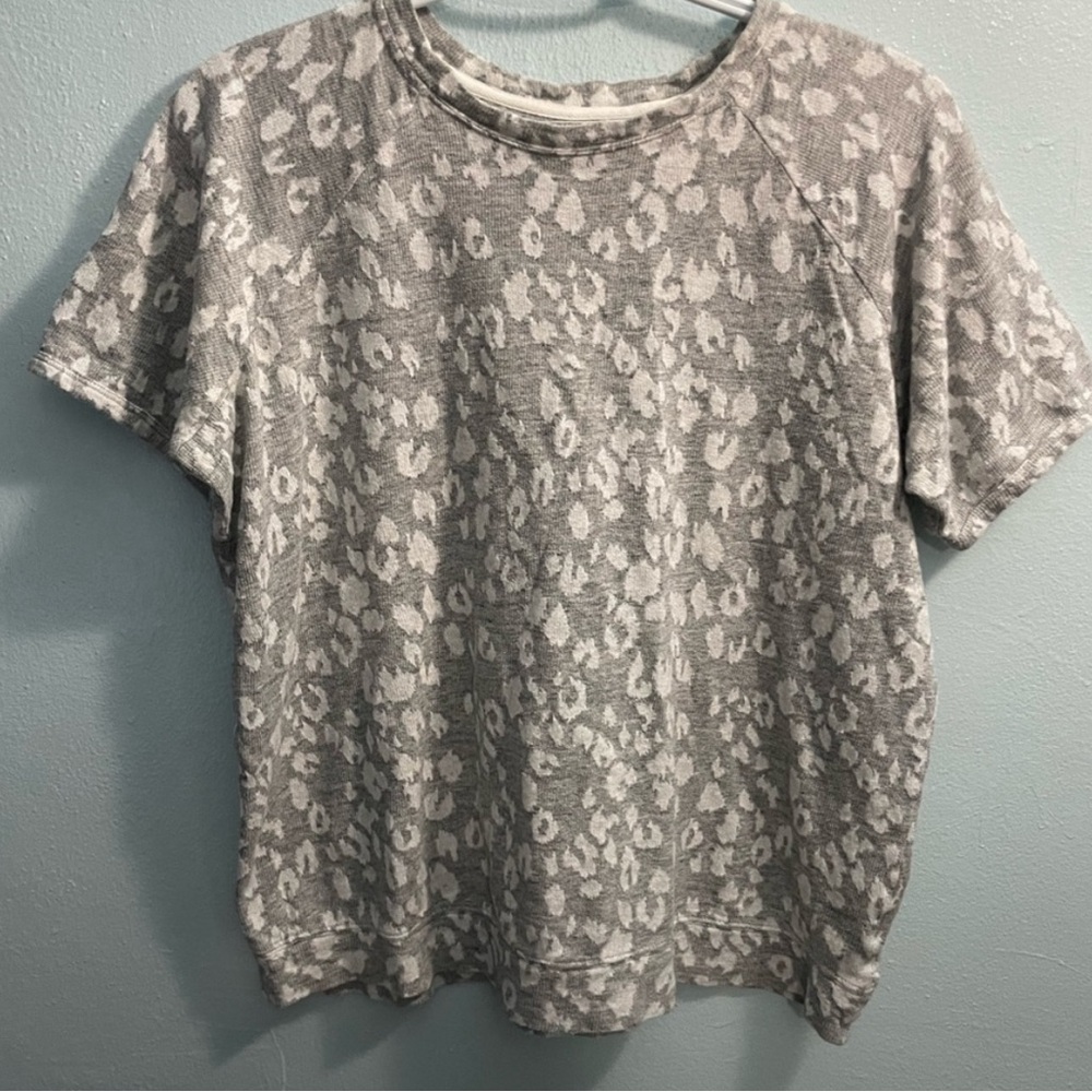 All Saints Yosa Gray and White leopard print Sweatshirt Tee